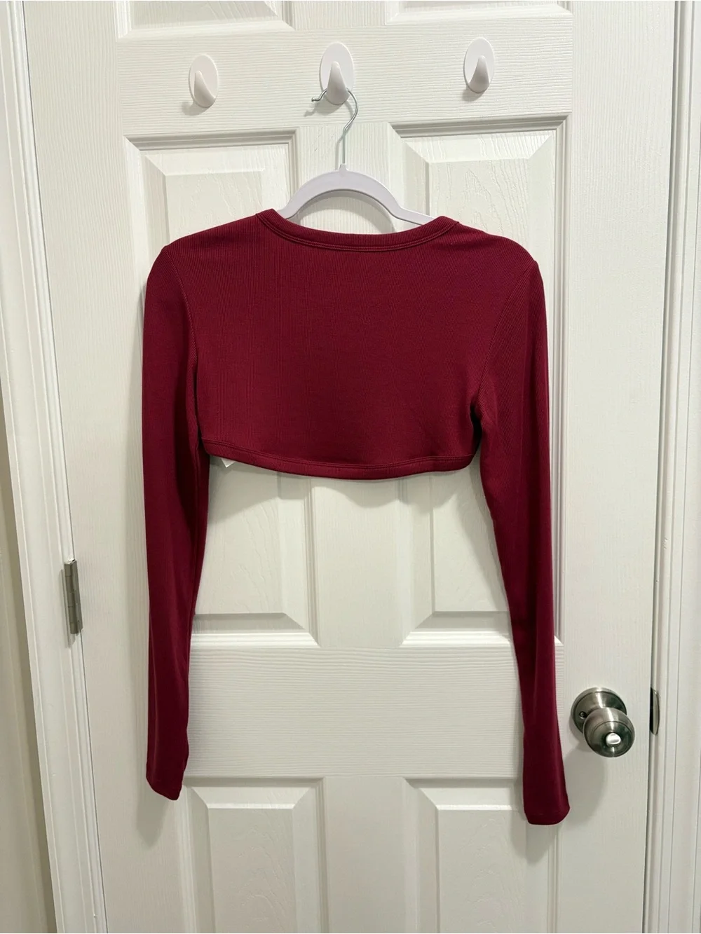 Old Navy Burgundy Long Sleeve Cutout Crop Top